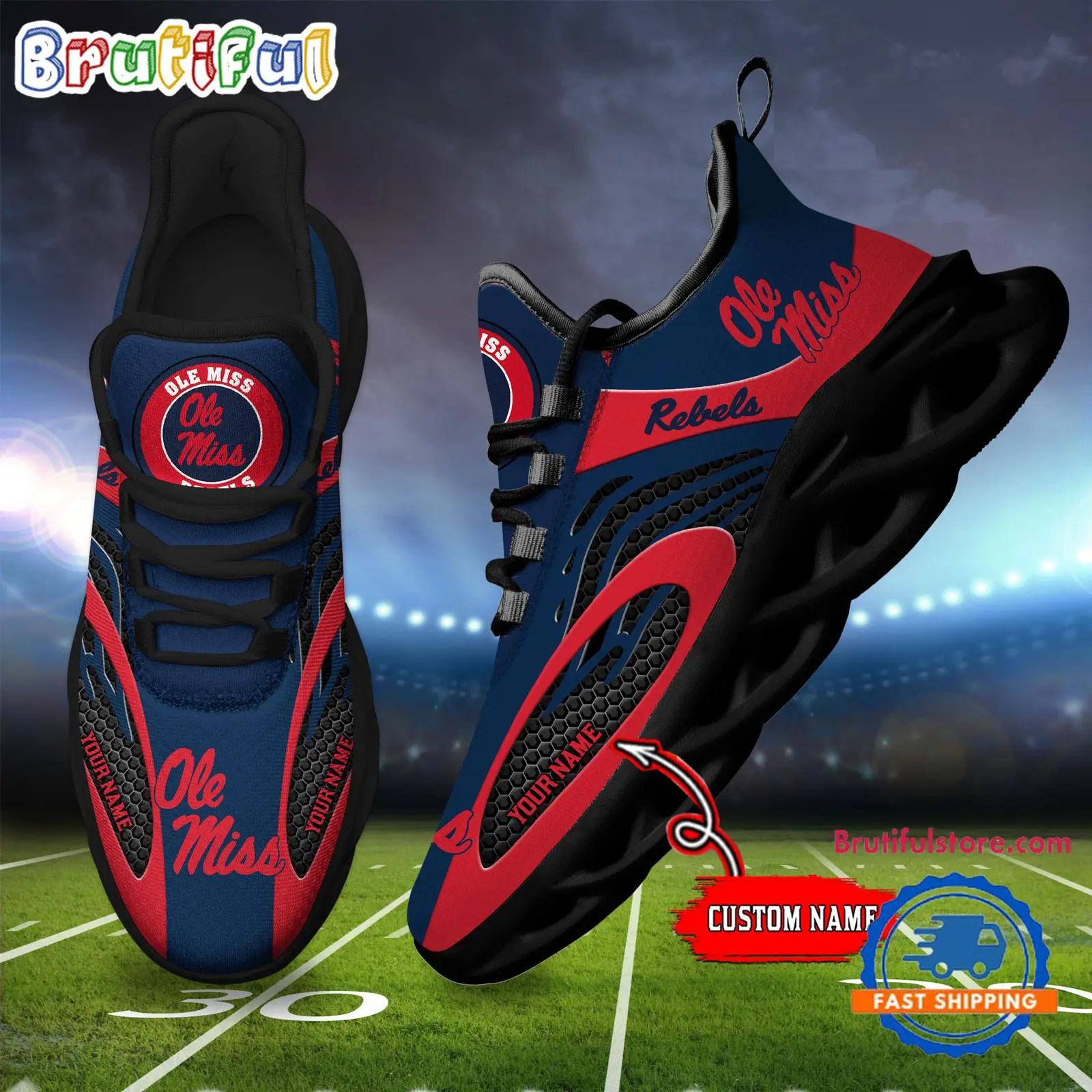 NCAA Ole Miss Rebels Sport Team New Design Max Soul Shoes Sneaker NCAA Ole Miss Rebels Sport Team New Design Max Soul Shoes Sneaker - Image 1