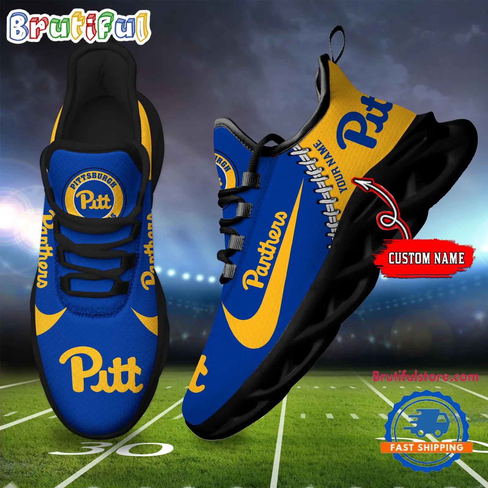NCAA Pittsburgh Panthers New Season Design Max Soul Shoes Sport Sneaker NCAA Pittsburgh Panthers New Season Design Max Soul Shoes Sport Sneaker - Image 1