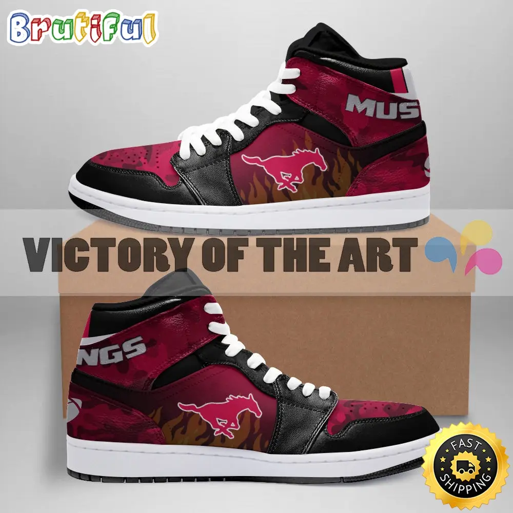 NCAA SMU Mustangs Camo Logo Air Jordan 1 High Sneakers NCAA SMU Mustangs Camo Logo Air Jordan 1 High Sneakers - Image 1