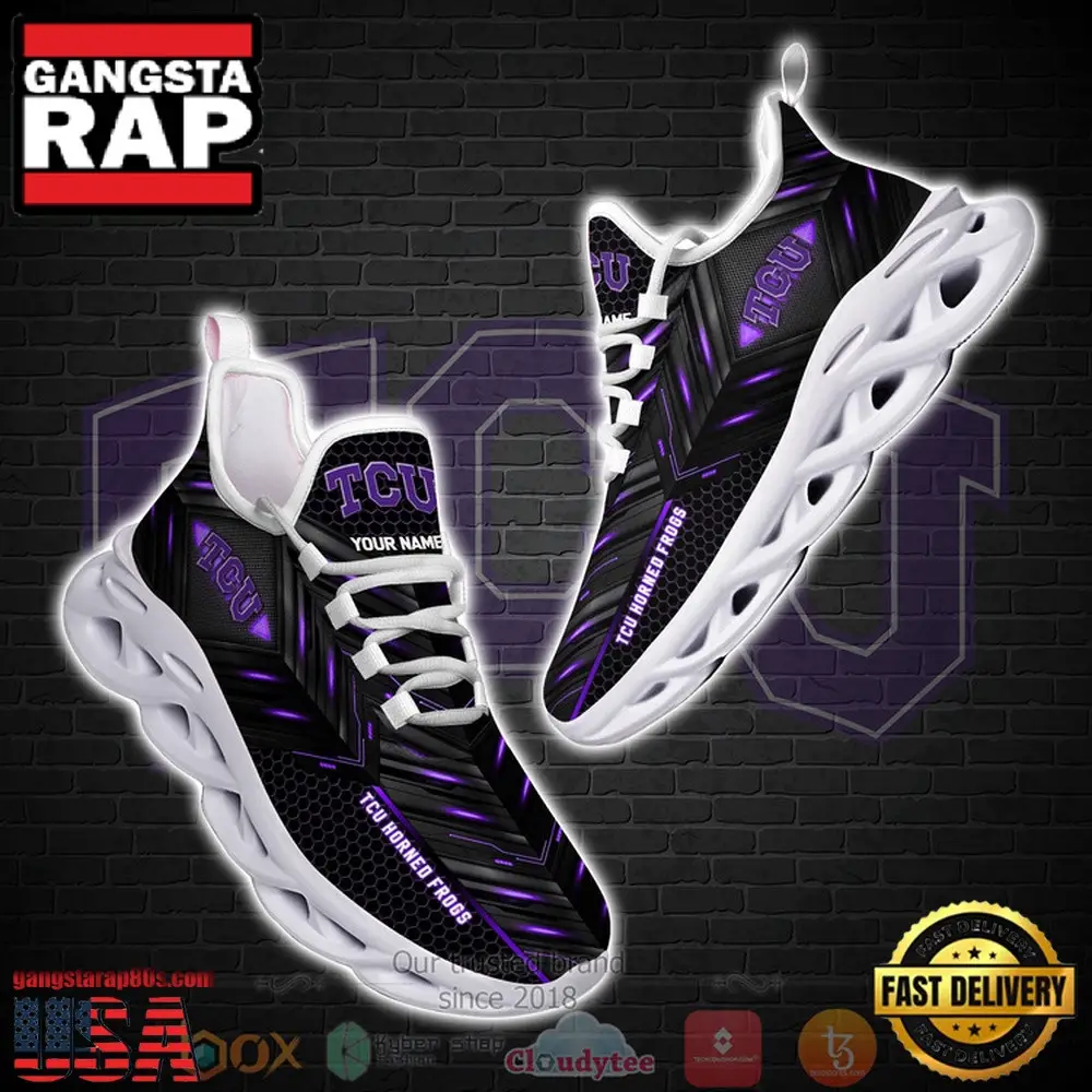 NCAA Tcu Horned Frogs Ncaa Custom Name Clunky Unique Air Max Shoes Air Cushion Sneakers NCAA Tcu Horned Frogs Ncaa Custom Name Clunky Unique Air Max Shoes Air Cushion Sneakers - Image 1