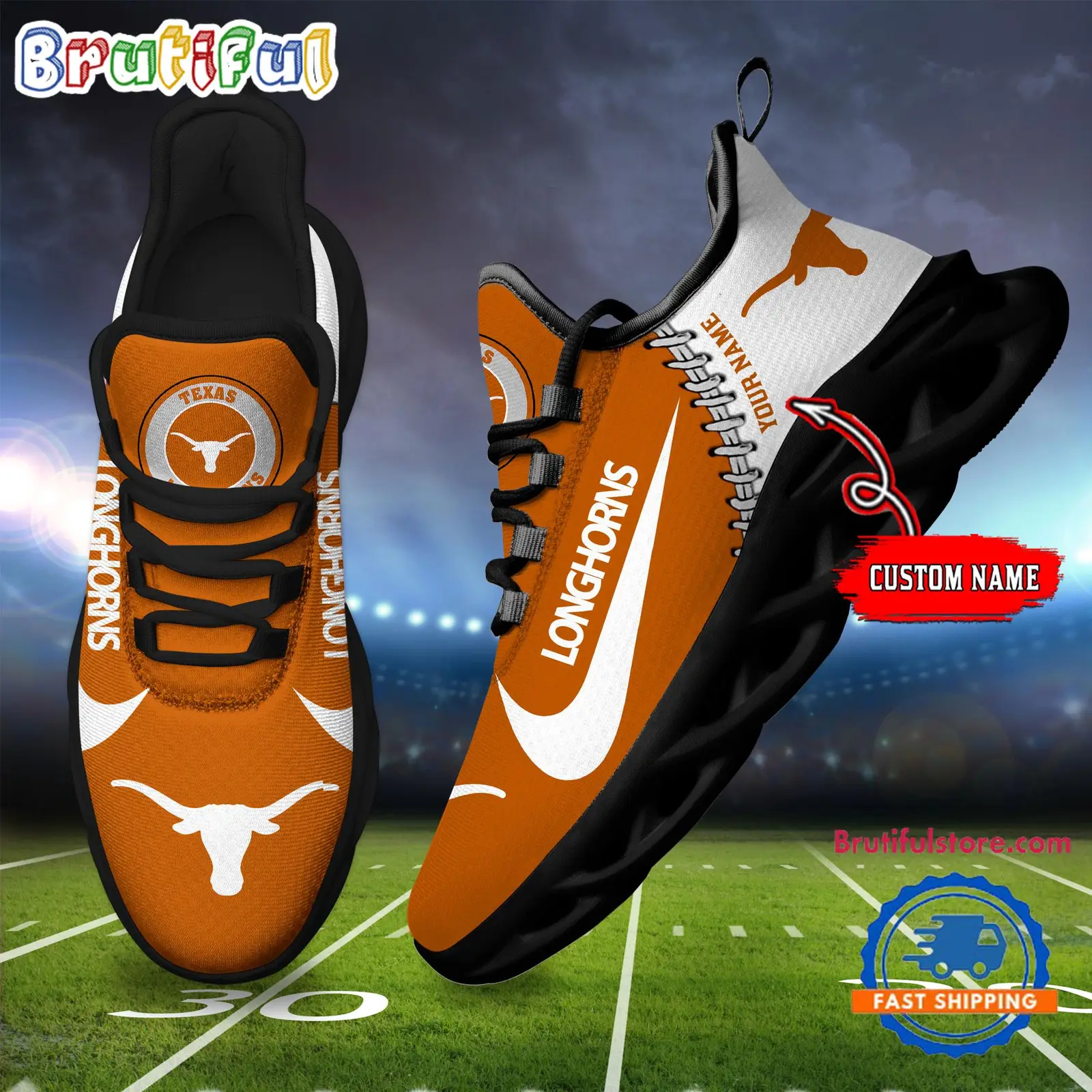 NCAA Texas Longhorns New Season Design Max Soul Shoes Sport Sneaker NCAA Texas Longhorns New Season Design Max Soul Shoes Sport Sneaker - Image 1