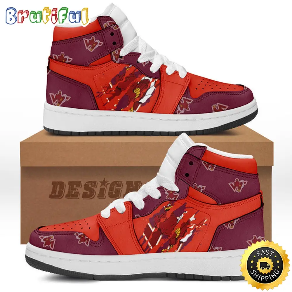 NCAA Virginia Tech Hokies Maroon Orange Air Jordan 1 High Sneakers Legendary Air Jordan Footwear