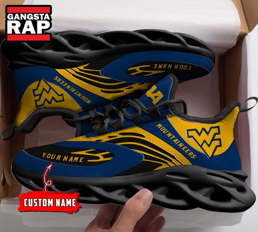 NCAA West Virginia ountaineers Sport Logo Team Custom Name Air Max Shoes Air Cushion Sneakers