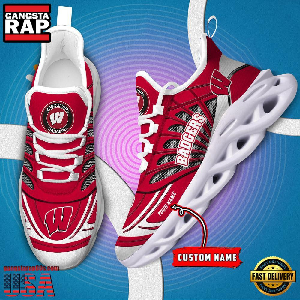 NCAA Wisconsin Badgers Custom Name Air Max Shoes Air Cushion Sneakers