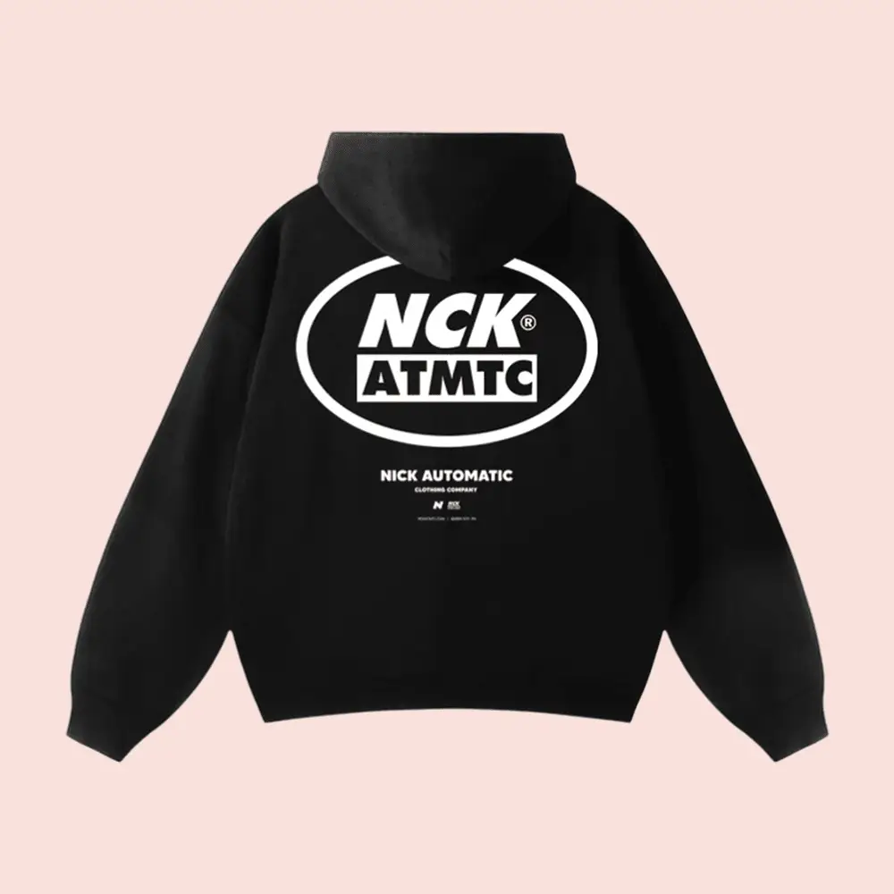 Nck Atmtc Merch Block Badge Pullover Hoodie Black Cool Gifts For Him Nck Atmtc Merch Block Badge Pullover Hoodie Black Cool Gifts For Him - Image 1