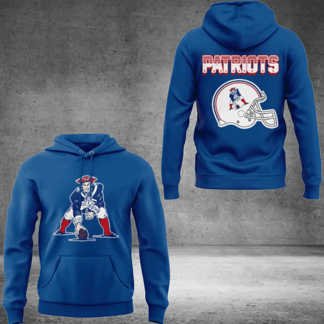 NE Patriots Throwback 1992 Hoodie Patriots Storm Blue Sweatshirt Go Pats Merch NE Patriots Throwback 1992 Hoodie Patriots Storm Blue Sweatshirt Go Pats Merch - Image 1