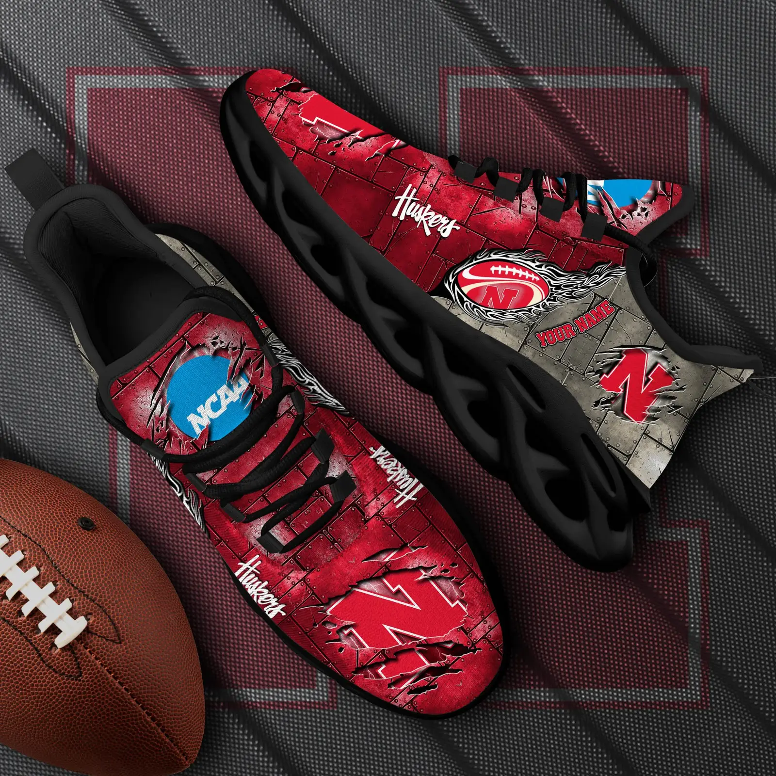 Nebraska Cornhuskers Black Max Soul Shoes 2026 Versions, White Max Soul Shoes Custom Your Name Ph879
