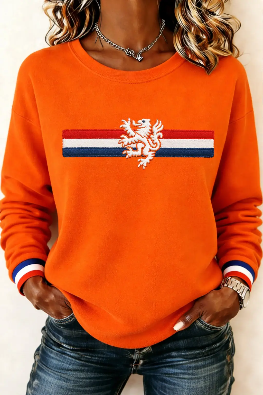 Nederland Dutch Lion Stripe Sweatshirt Oranje Boven Netherlands Pride Best Gift For Dutch Heritage