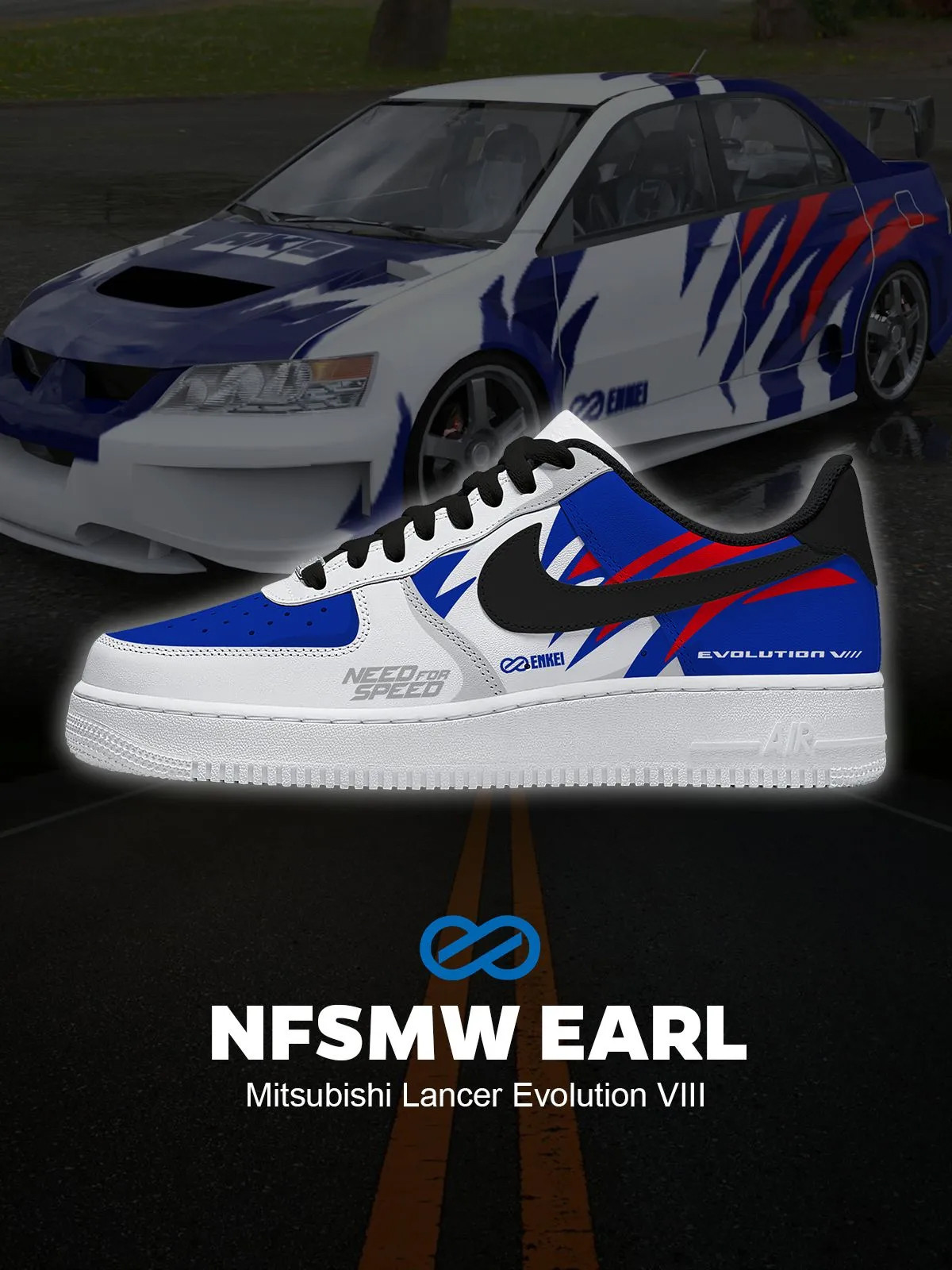 Need For Speed Earl Lancer Evolution VIII Air Force 1 Shoes Sneakers