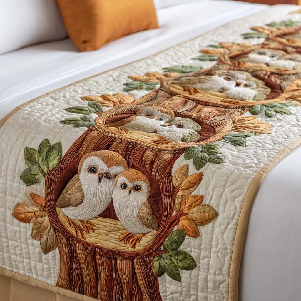 Nest Whispers Quilted Bed Runner Nest Whispers Soft Nature Home Gift