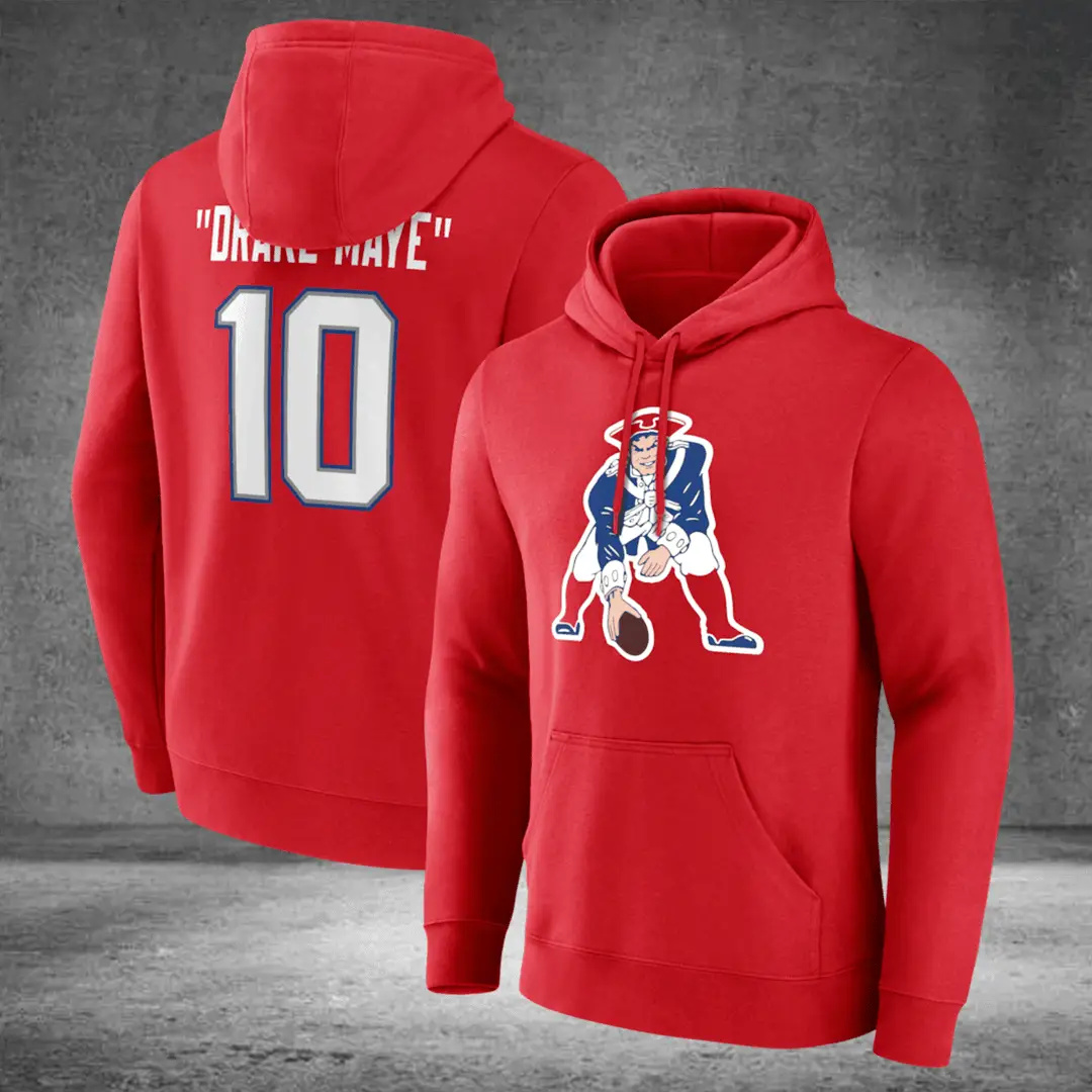New England Football Hoodie Drake Maye Pullover Patriots Gift for Fans
