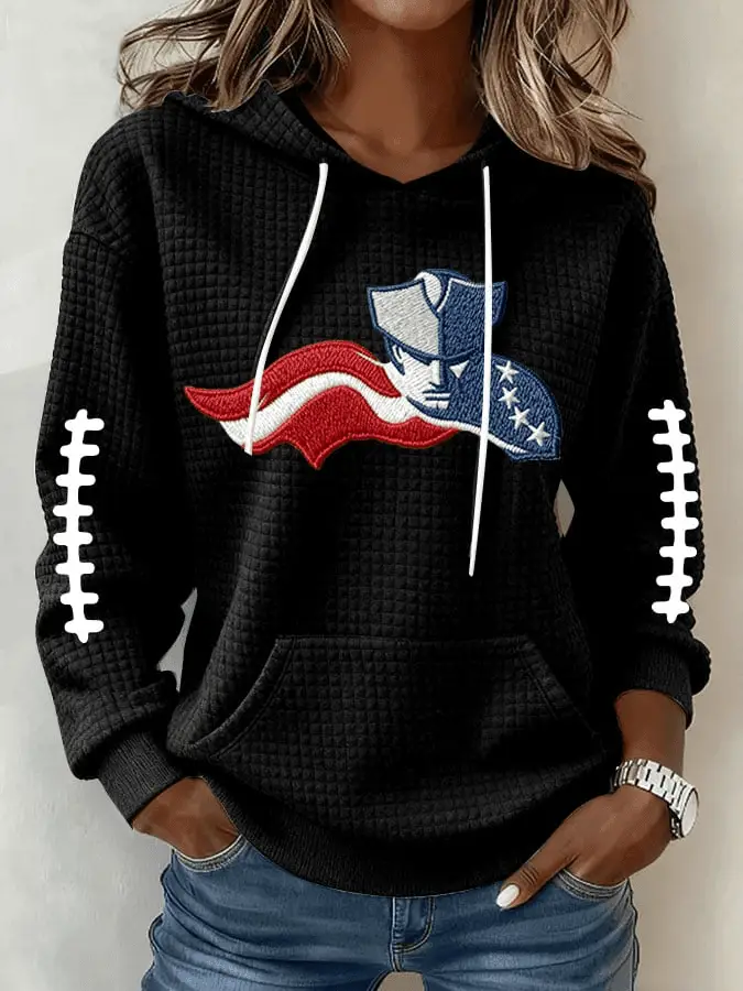 New England Football Hoodie Waffle Print NE Pride Clothing Gift for Mom