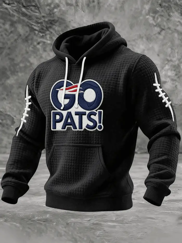 New England Football Merch Go Patriots Waffle Hoodie NE Pride Clothing Gift