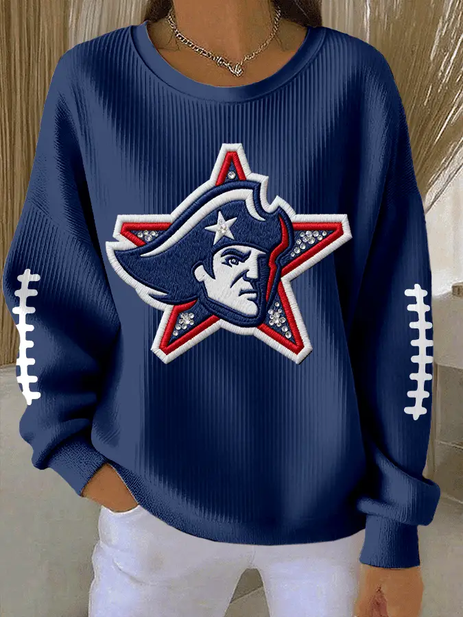New England Football Merch NE Victory Print Sweatshirt NE Pride Apparel for Women