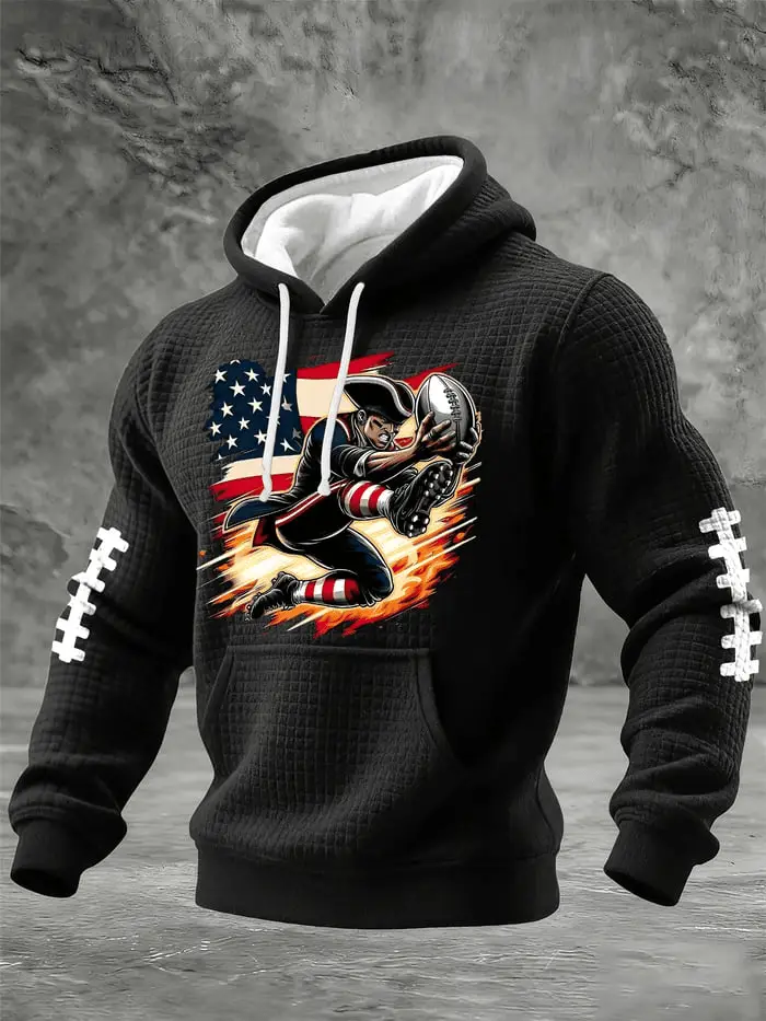 New England Football Print Waffle Hoodie Patriots Rivalry Hoodie Menswear