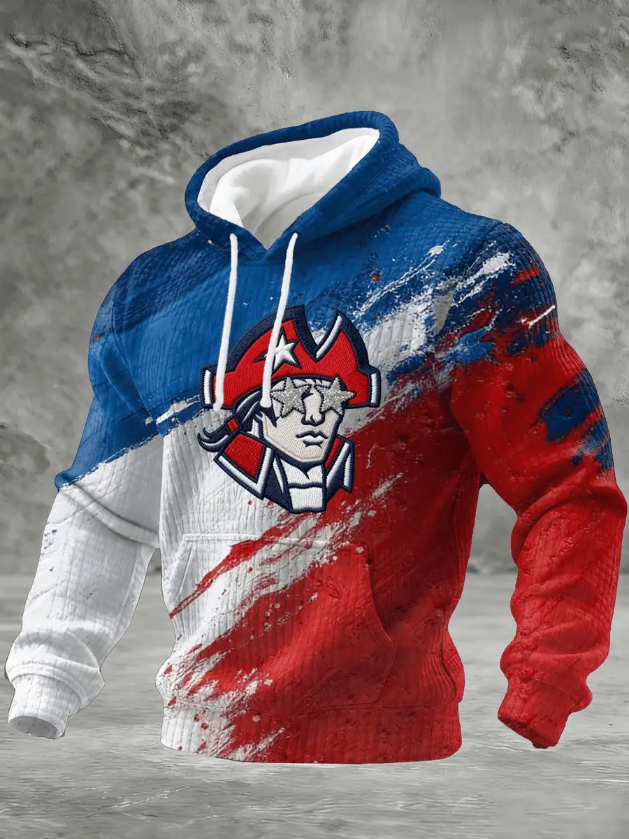 New England Football Print Waffle Hoodie We Are All Patriots Hoodie Game DayOutfit