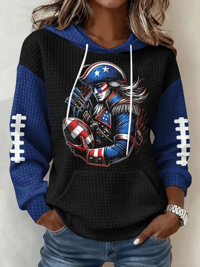 New England Football Waffle Hoodie NE Victory Apparel For Women Game Day