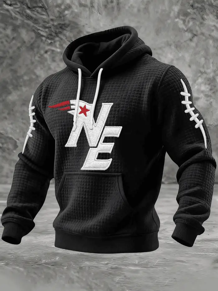 New England Football Waffle Hoodie Print NE Pride Merch Mens Football Apparel