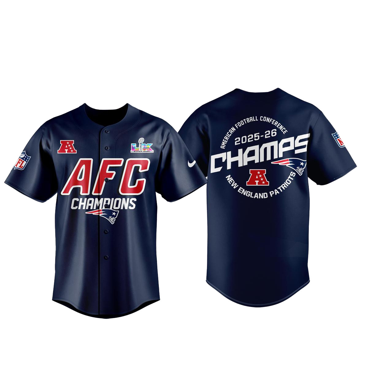 New England Patriots AFC Champions 2026-2026 Baseball Jersey