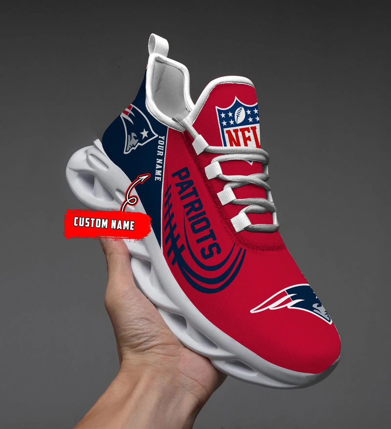 New England Patriots Black Max Soul Shoes 2026 Versions Custom Name 630