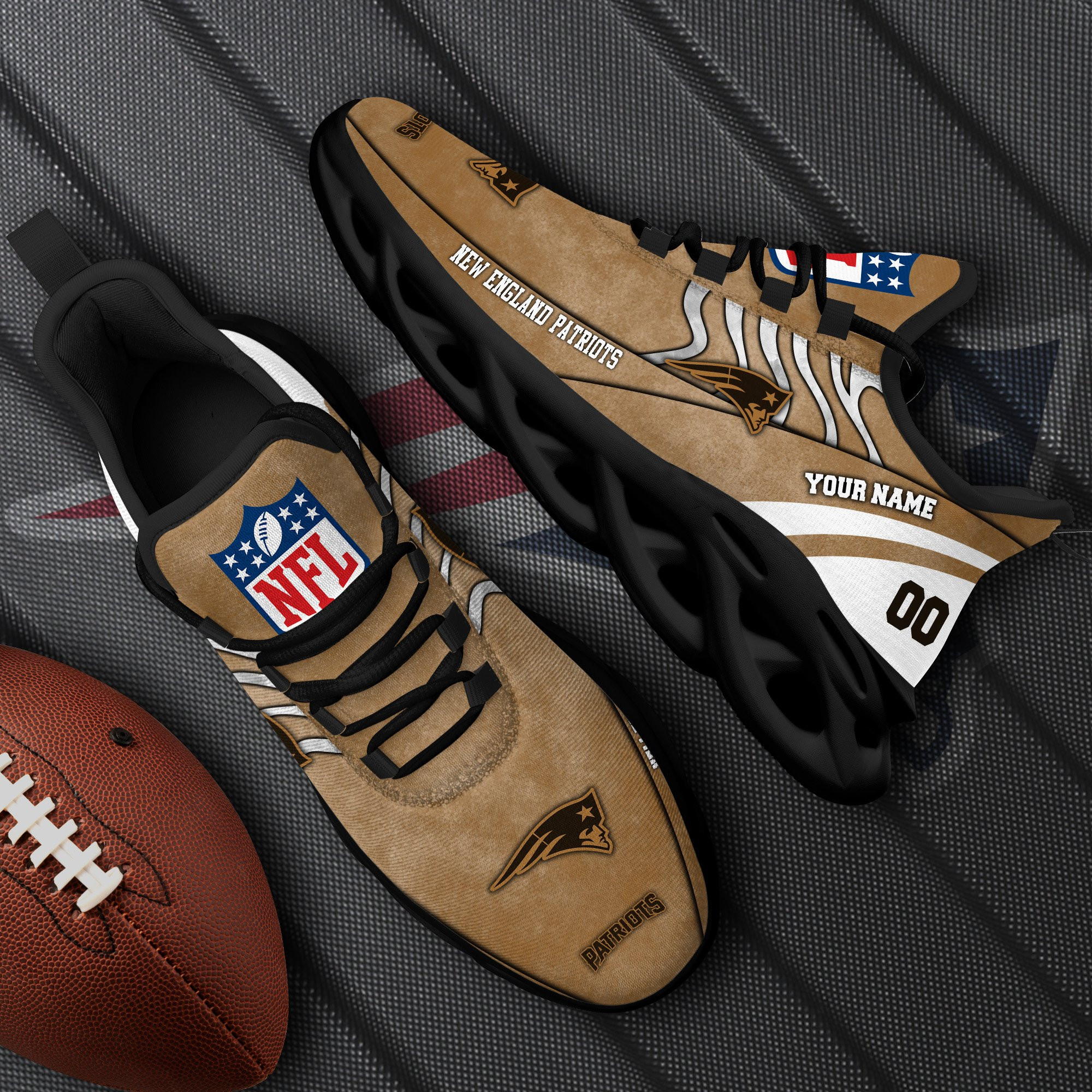 New England Patriots Black Max Soul Shoes 2026 Versions Custom Your Name And Number 264