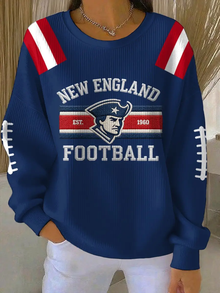 New England Patriots Football Sweatshirt Women's NE Patriots Merch Fan Game Day Clothes