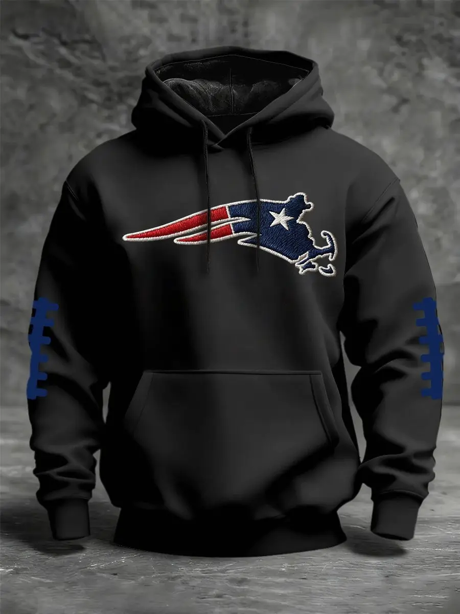 New England Patriots Hoodie Black Game Day Outfits NE Patriots Merch Present For Football Fans
