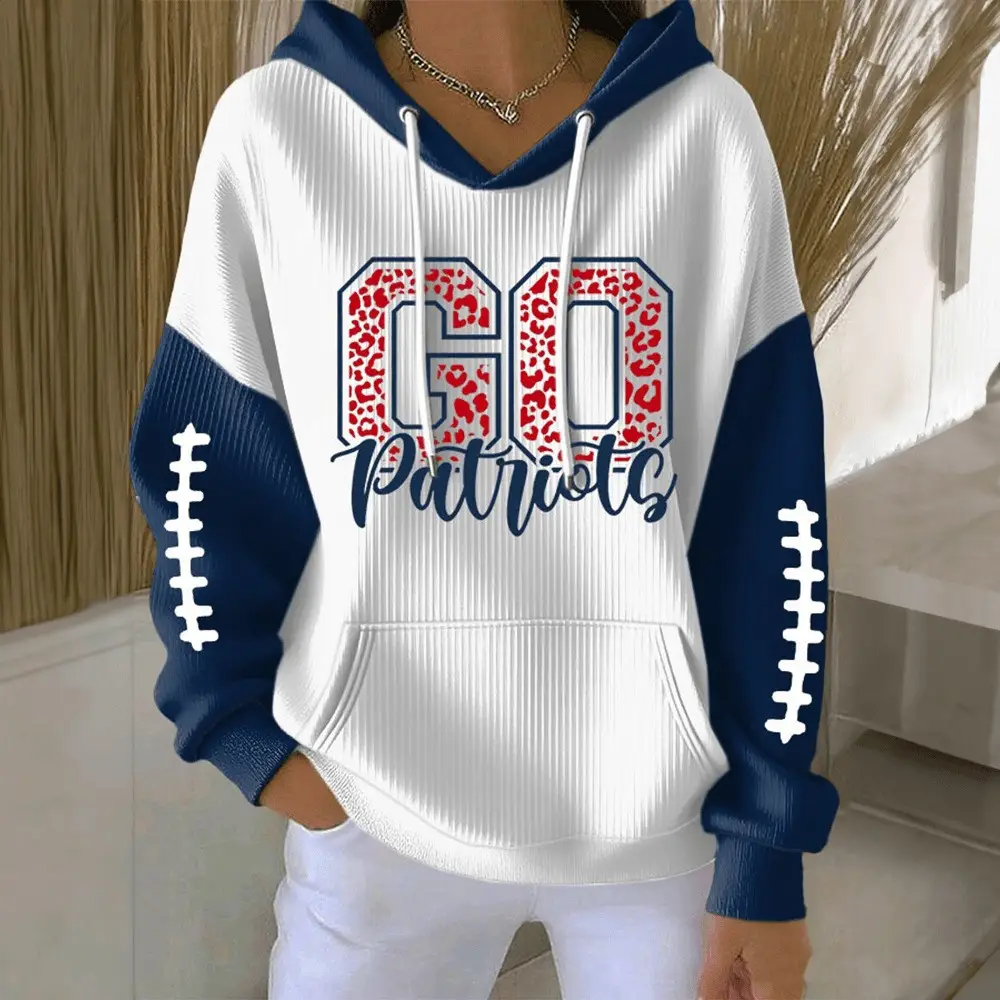 New England Patriots Hoodie Go Patriots Hooded Sweatshirt Women's Game Day Apparel For Fans