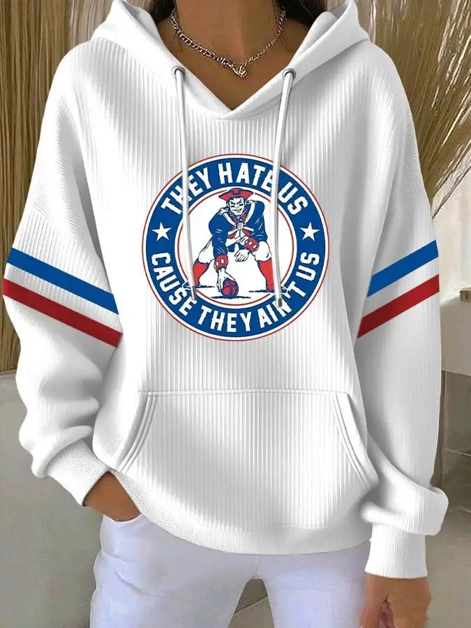 New England Patriots Hoodie They Hate Us Cause They Ain't Us Women's Patriots Apparel