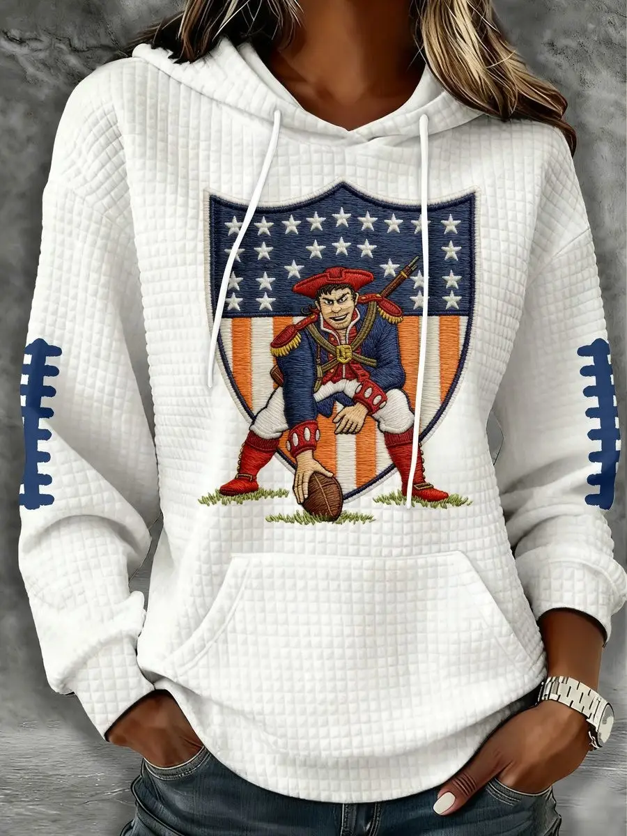 New England Patriots Hoodie Women's Game Day Sports Clothing Football Gifts For Patriots Fans