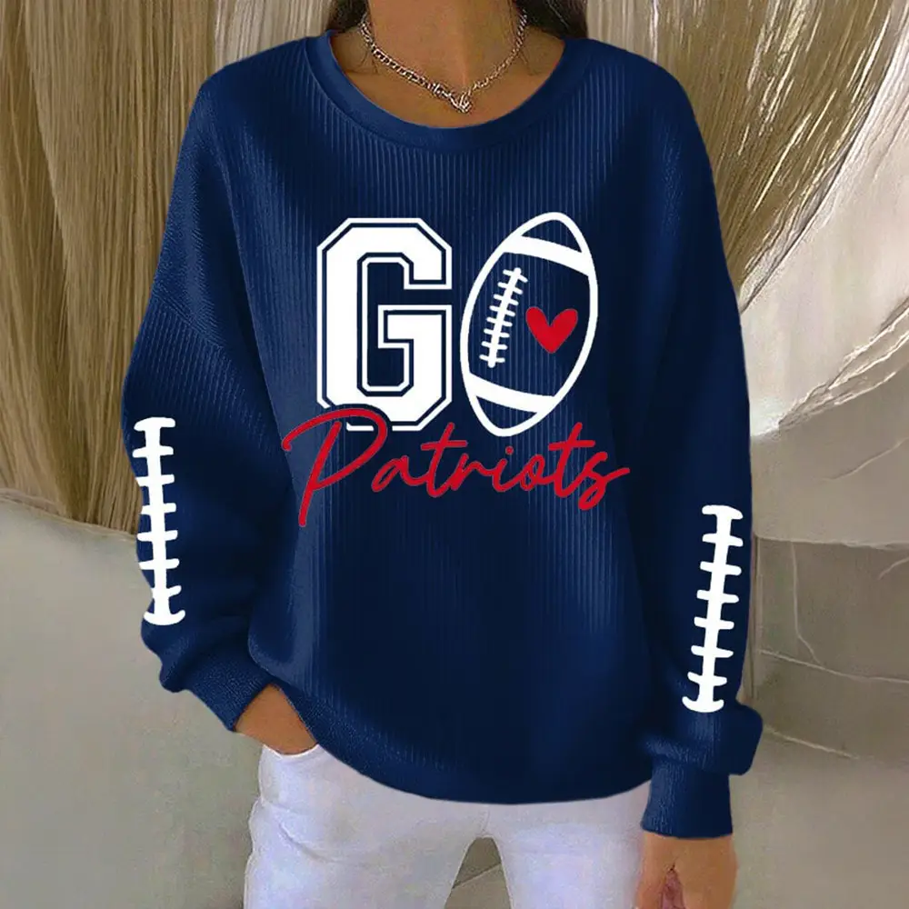 New England Patriots Merch Go Patriots Sweatshirt Game Day Sweatshirt Unique Football Gift New England Patriots Merch Go Patriots Sweatshirt Game Day Sweatshirt Unique Football Gift - Image 1