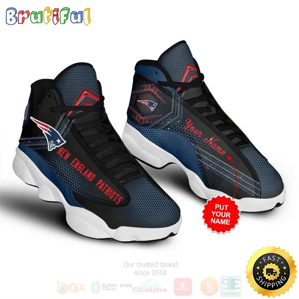 New England Patriots Nfl Custom Name Air Jordan 13 Shoes New England Patriots Nfl Custom Name Air Jordan 13 Shoes - Image 1