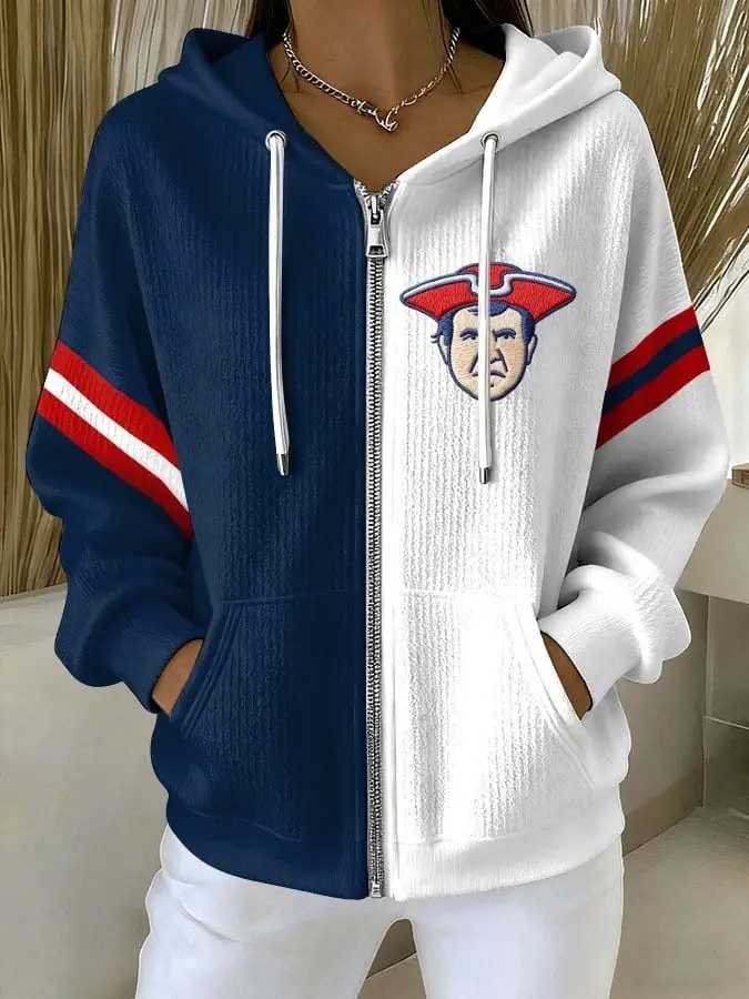 New England Patriots Zip Hoodie Women's Football Game Day Merch Gift For Patriots Fans