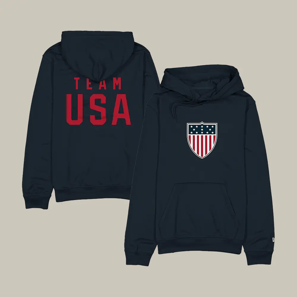 New Era Navy Team USA Fleece Hoodie Milano Cortina 2026 Hooded Sweatshirt Winter Game Fan Gift