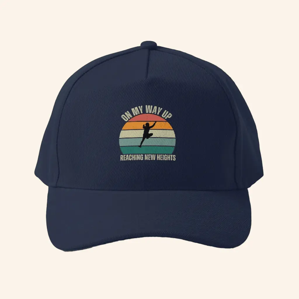 New Heights Merch On My Way Up Reaching New Heights Retro Climbing Design Baseball Cap -WearandDecor
