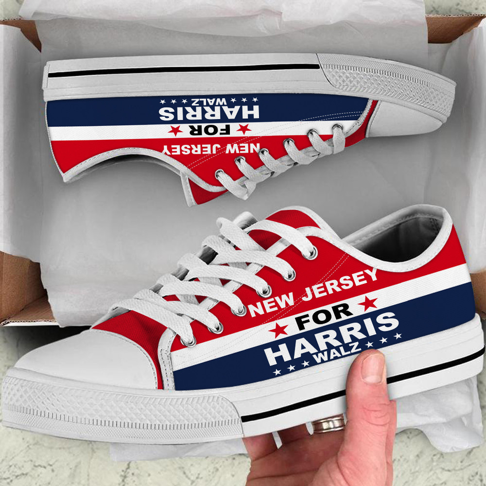 New Jersey For Harris Walz 2024 Low Top Shoes Vote Democracy Sneakers Harris Political Campaign Merch