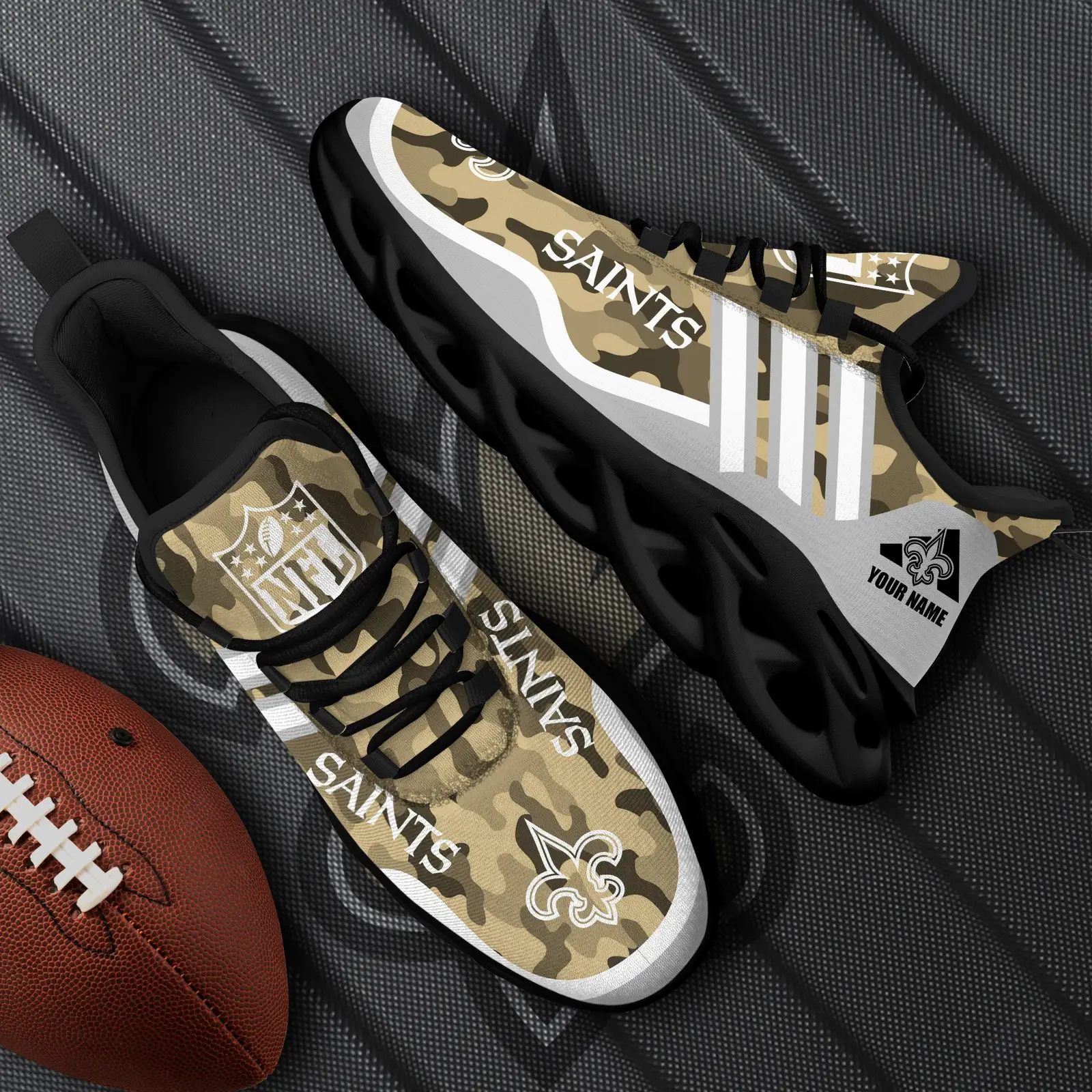 New Orleans Saints Black Max Soul Shoes 2026 Versions Custom Name 430