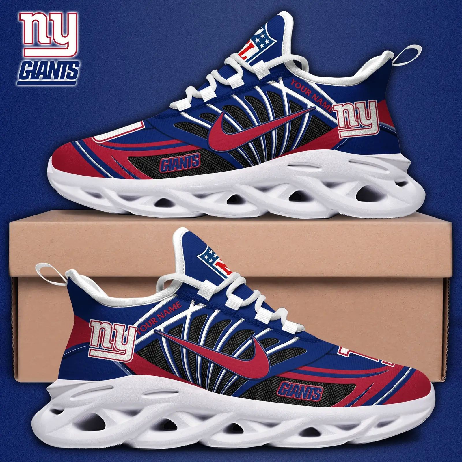 New York Giants Black Max Soul Shoes 2026 Versions Custom Name 898 New York Giants Black Max Soul Shoes 2026 Versions Custom Name 898 - Image 1