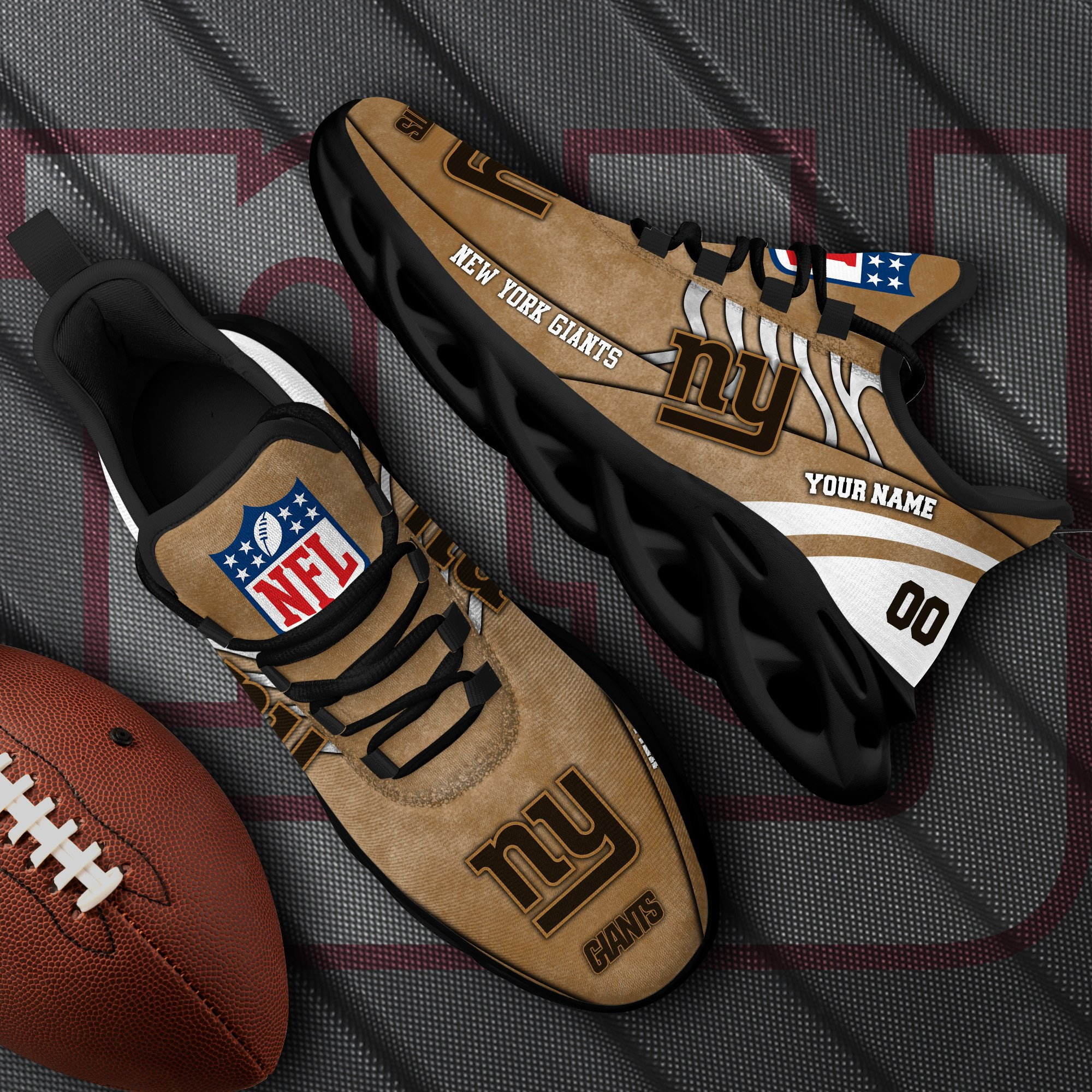 New York Giants Black Max Soul Shoes 2026 Versions Custom Your Name And Number 264