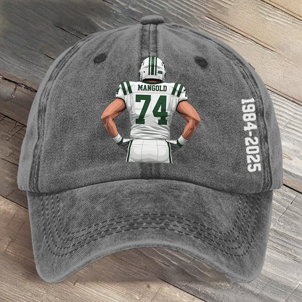 New York Jets 74 Mangold Memorial Hat 1984 2025 NY Jets Ball Cap Football Fan Merch Gifts