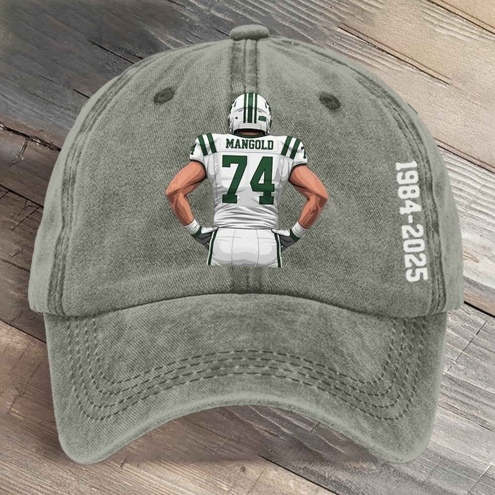 New York Jets 74 Mangold Memorial Hat NY Jets Ball Cap Football Fan Merchandise