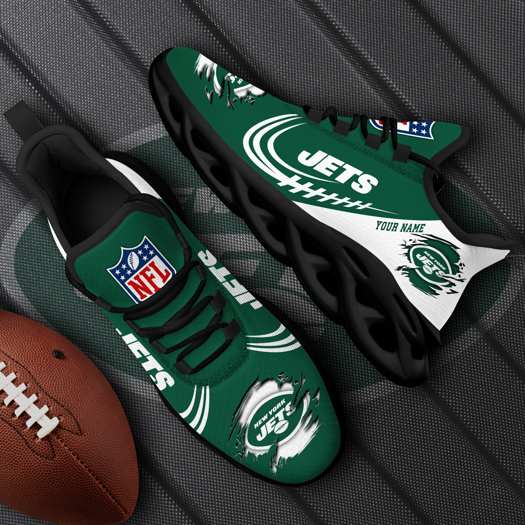 New York Jets Black Max Soul Shoes 2026 Versions Custom Name 003