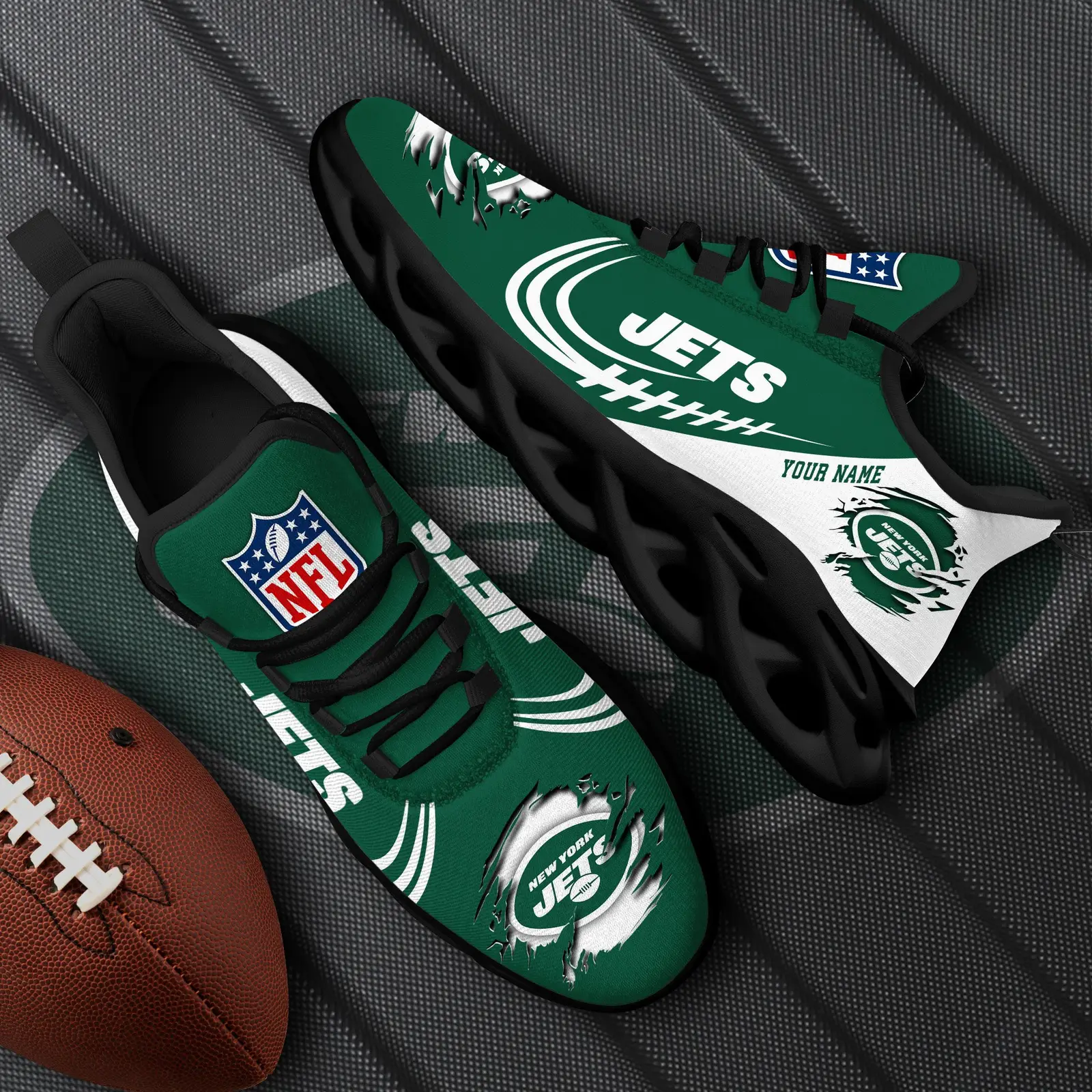 New York Jets Black Max Soul Shoes 2026 Versions Custom Name 003