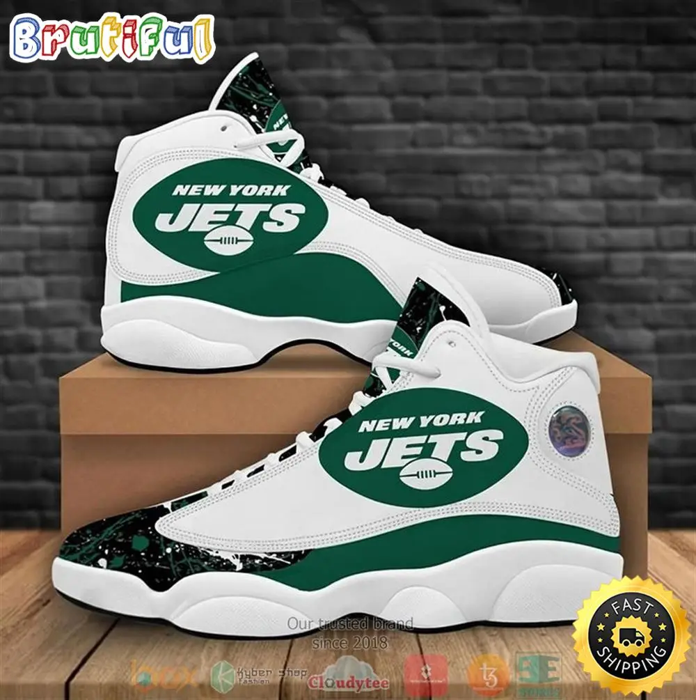 New York Jets Football Nfl Big Logo 6 Air Jordan 13 Sneaker Shoes