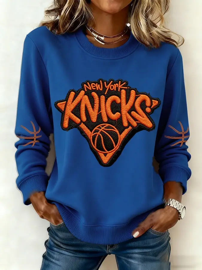 New York Knicks Sweatshirt Game Day Clothing Knicks Merch Gifts For Basketball Fans For Men