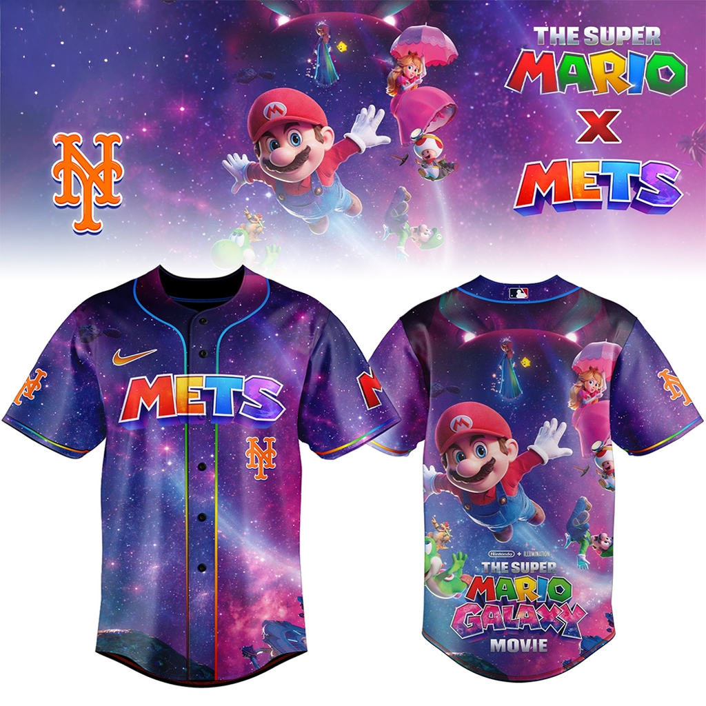 New York Mets Super Mario Galaxy Movie Baseball Jersey 2026 Mets Merch Gifts For Son
