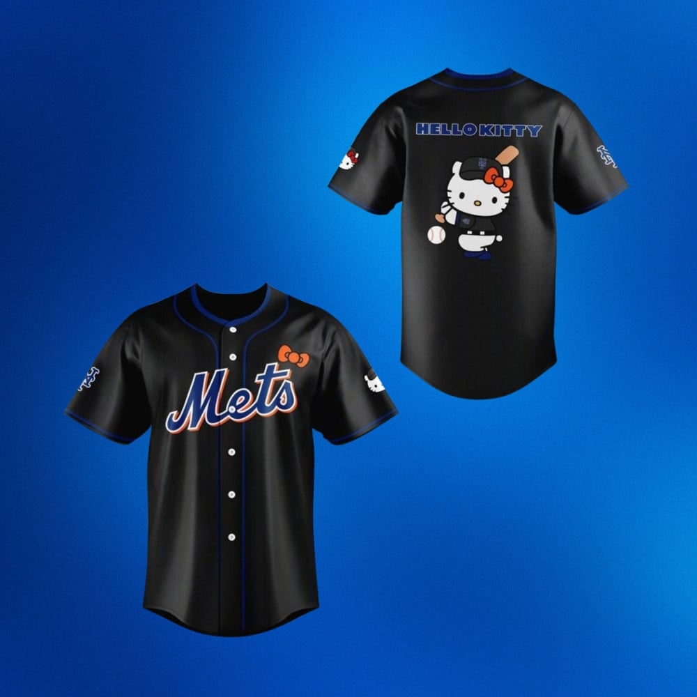 New York Mets X Hello Kitty 2026 Night Classic All Black Baseball Jersey NY Mets Merch