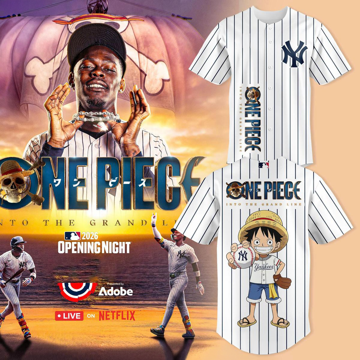 New York Yankees One Piece Opening Night 2026 Baseball Jersey Yankees Merch Fans Gifts