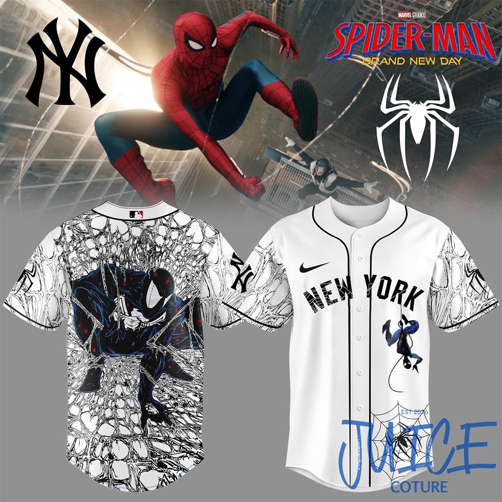 New York Yankees Spider-Man Brand New Day Baseball Jersey 2026 NY Yankees Merch Gifts For Him