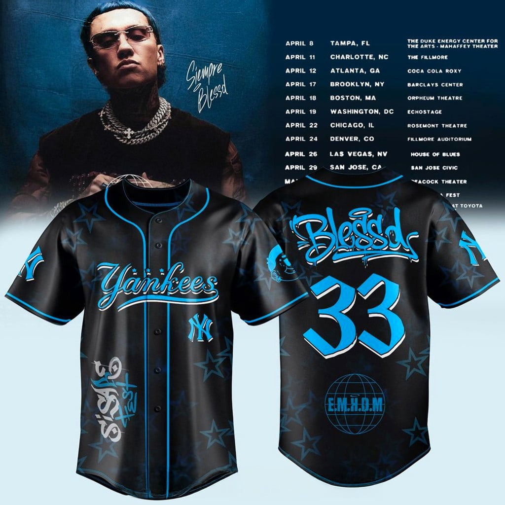New York Yankees X Blessd El Mejor Hombre Del Mundo Tour 2026 Jersey NY Yankees Merch Fan Gifts